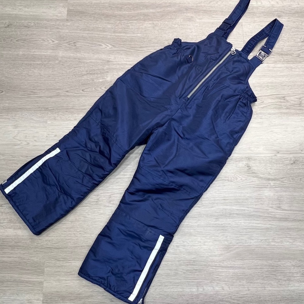 KRU Kids Navy Blue Insulated Ski Snow Bib Overalls Pants M 5/6
